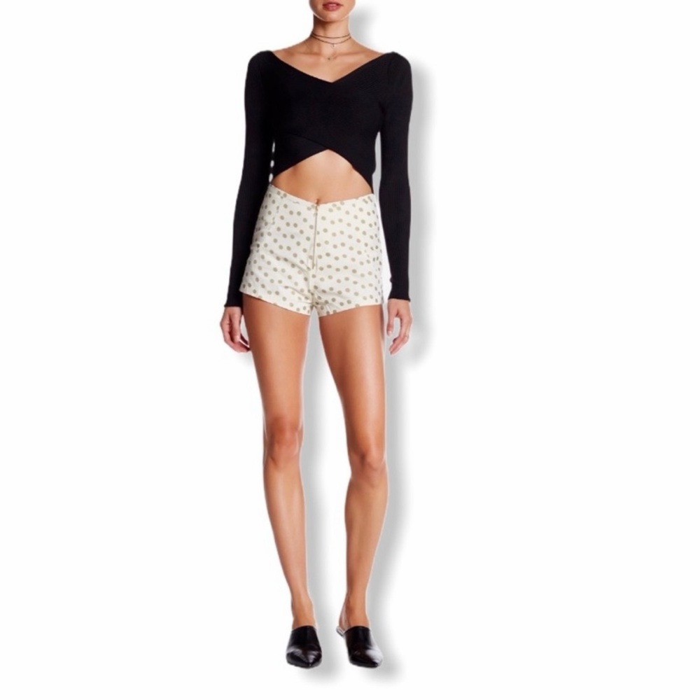 One Teaspoon Polka Paradise Cotton Front Zip Shorts Shorty Shorts NWT Festival